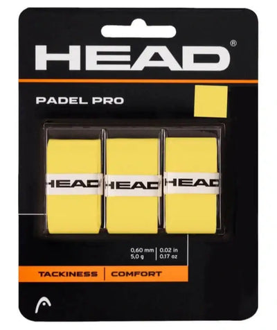 overgrip head padel pro amarillo paquete de 3 piezas para palas padel