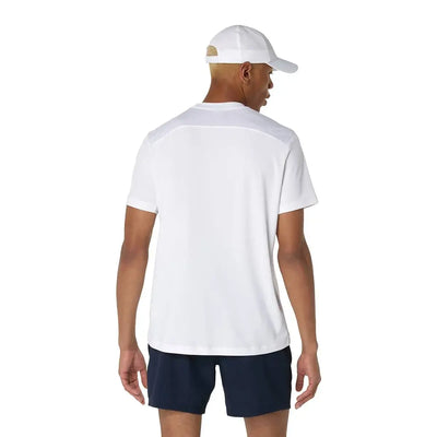 playera deportiva asics blanca hombre ideal para deportes de raqueta