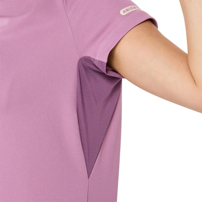 camiseta técnica asics padel para mujer en rosa morado con logo central