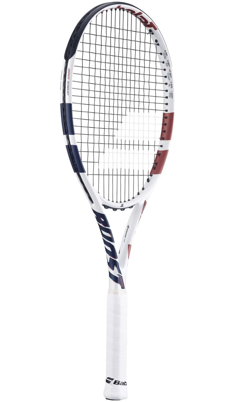 babolat boost drive raqueta ligera y potente en color blanco y rojo