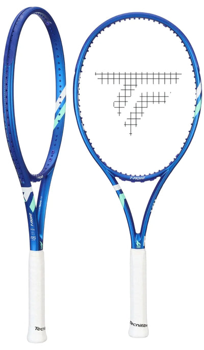 vista frontal de raqueta de tenis tecnifibre tfight 305s edición limitada azul
