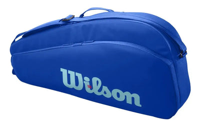 raquetero wilson ultra v5 tour 3pk azul con capacidad para 3 raquetas y compartimentos térmicos