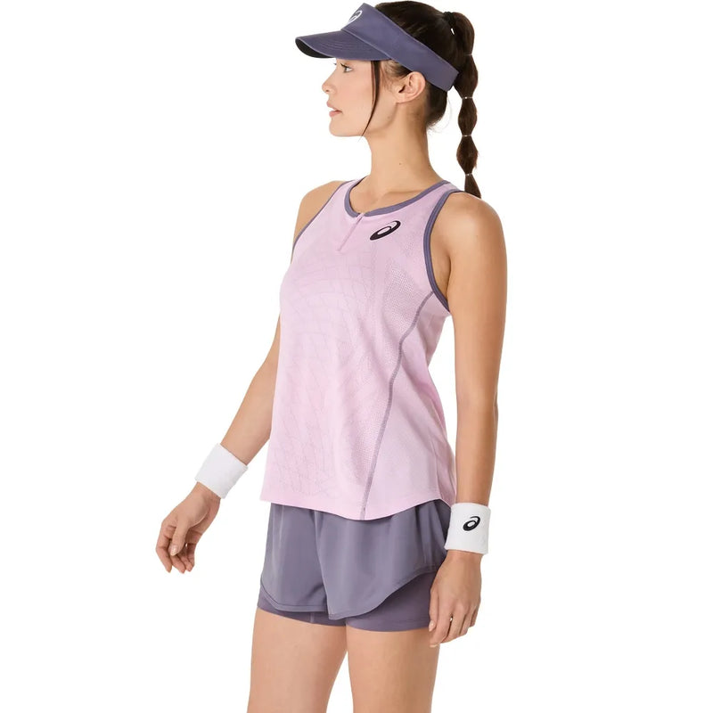 ropa pádel mujer asics rosa claro sin mangas con cuello redondo