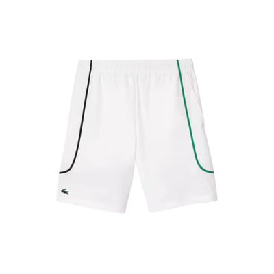 short lacoste blanco con cordón y cintura elástica para deportes de raqueta