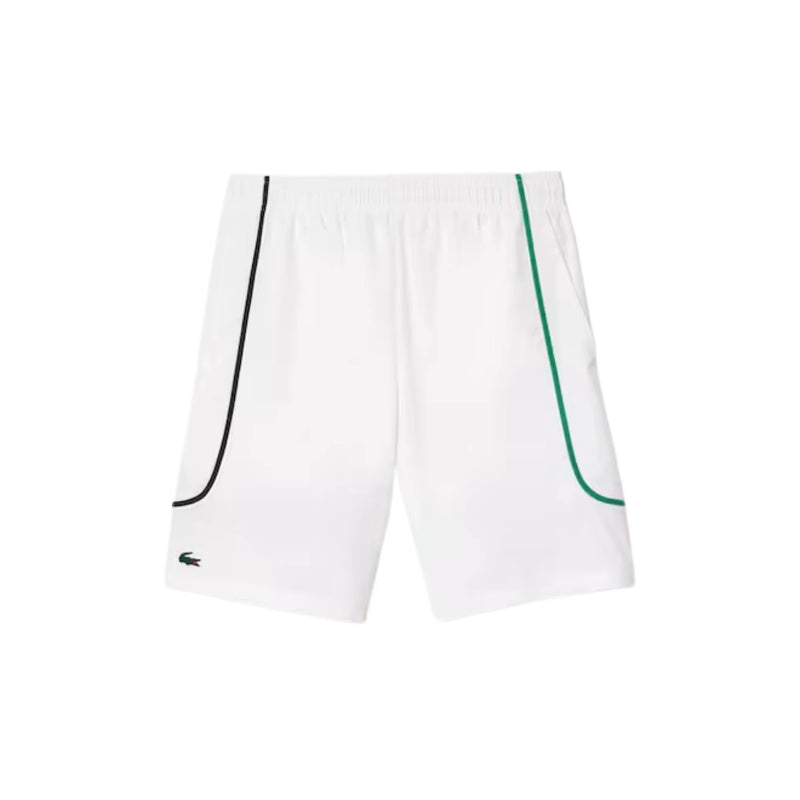 short lacoste blanco con cordón y cintura elástica para deportes de raqueta