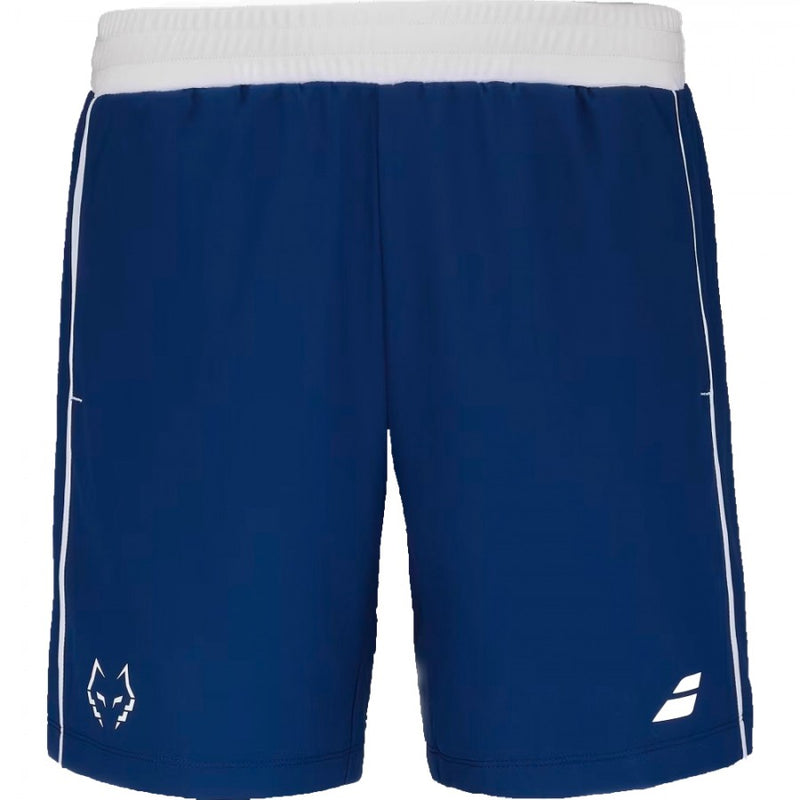 short babolat azul con cintura elástica blanco para jugar padel