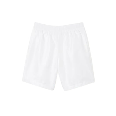 pantalón corto lacoste blanco con bolsillos laterales y diseño deportivo