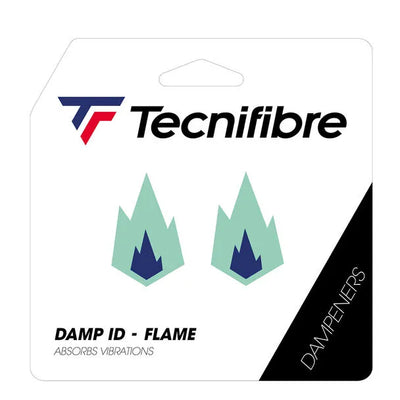 amortiguadores tecnifibre damp id flame con diseño de llama verde azul