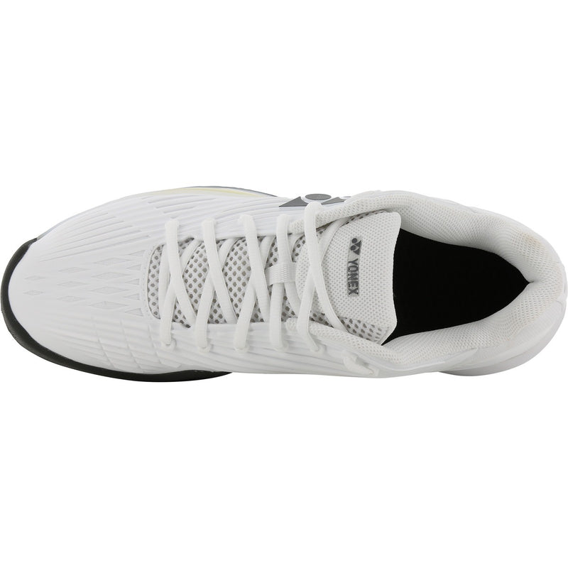 tenis yonex para mujer modelo eclipsion 5 blanco con detalles en negro