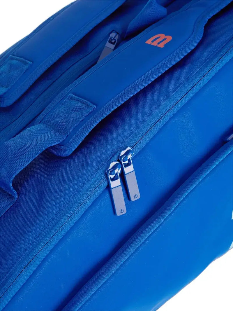 raquetero grande wilson azul ultra v5 tour con compartimentos diferenciados
