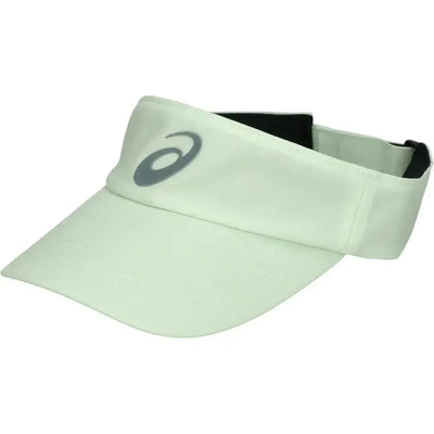 visera deportiva asics verde claro con logo gris para tenis