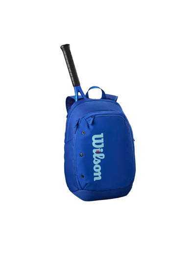 mochila tenis wilson ultra v5 tour azul eléctrico con espacio para 2 raquetas