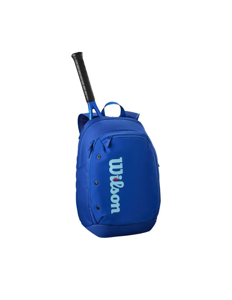 mochila tenis wilson ultra v5 tour azul eléctrico con espacio para 2 raquetas