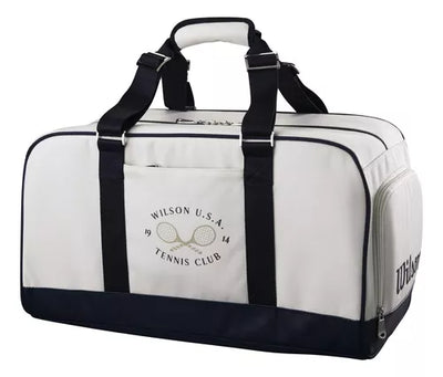 bolsa deportiva wilson heritage 1914 color crema y azul marino