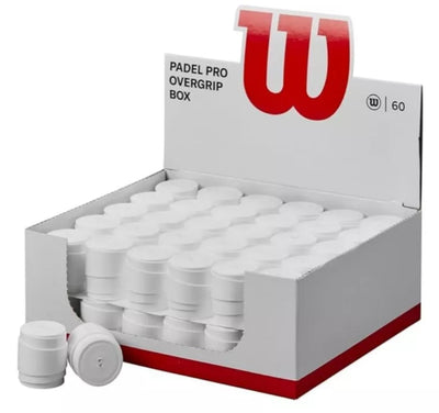 grips wilson padel pro blancos en caja con 60 unidades