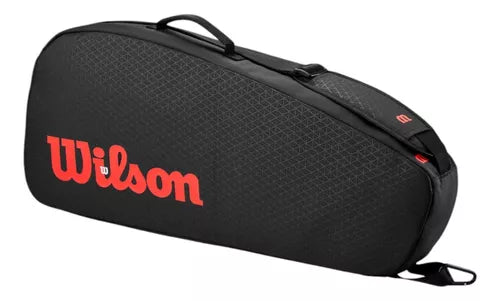 raquetero wilson negro con capacidad para tres raquetas tenis
