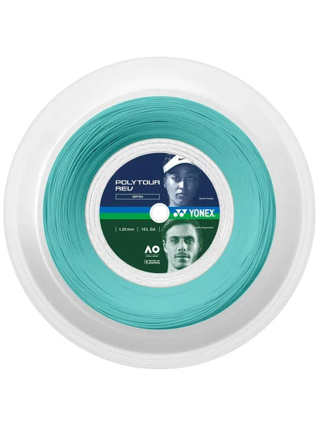 rollo cuerda yonex polytour rev 1.30 mm color menta para raquetas tenis