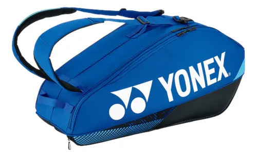 raquetero yonex azul x6 con capacidad para seis raquetas de tenis