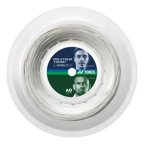 cuerda yonex polytour tough blanca rollo 125 mm para tenis de competición