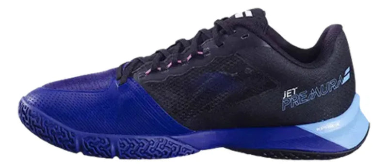 zapatillas babolat jet premura 2 malla técnica azul con detalles en negro