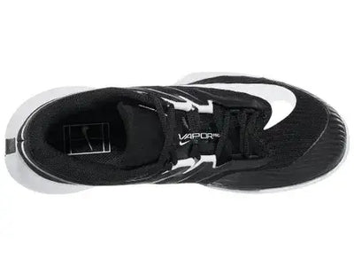 tenis nike vapor pro negros con detalles blancos y suela dividida