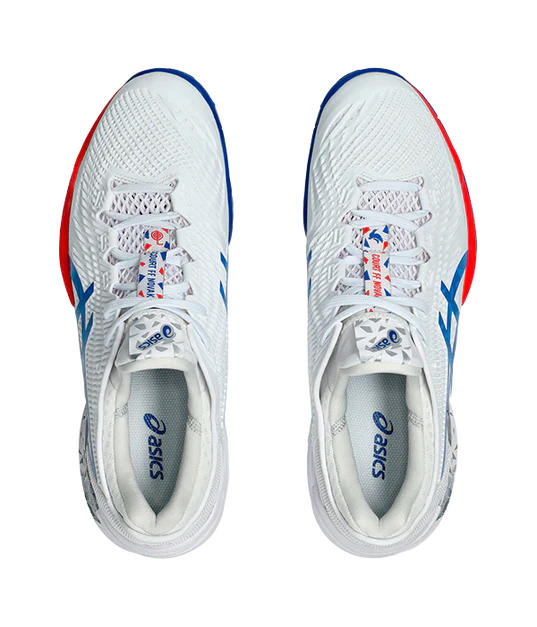 Tenis Asics Court FF 3 Novak Blanco Azul Rojo para Tenis