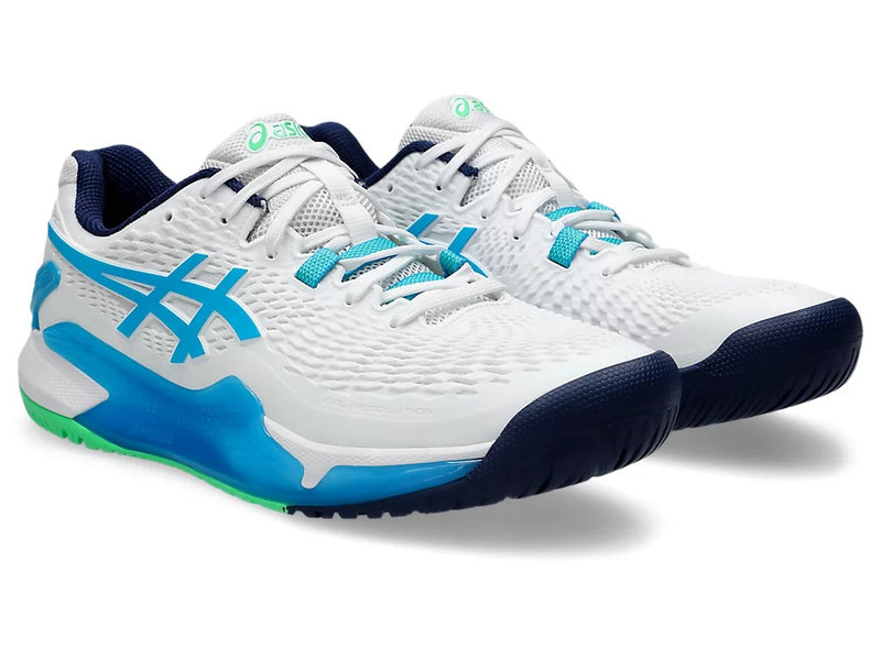 TENIS ASICS GEL-RESOLUTION 9 WHITE/DIGITAL AQUA