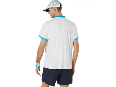 PLAYERA ASICS MEN COURT POLO BLANCO/CELESTE