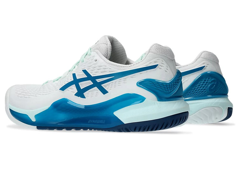 TENIS ASICS GEL-RESOLUTION 9 WHITE/TEAL BLUE WOMEN