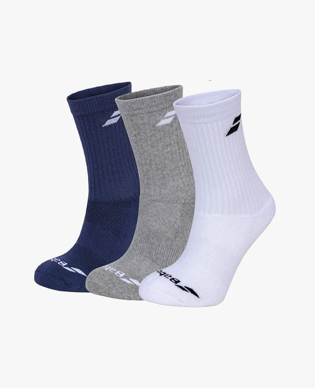 CALCETAS BABOLAT 3 PAIR PACK BLANCO/AZUL/GRIS