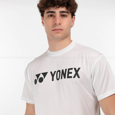 Playera Yonex Clásica Blanco Logo Negro para Tenis y pádel