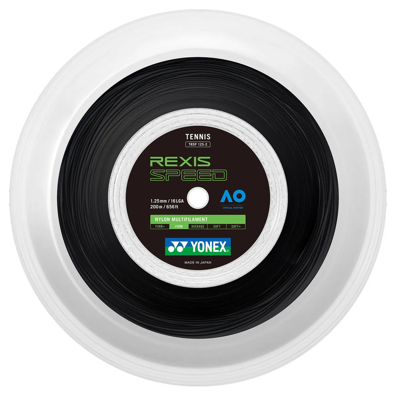 Rollo de Cuerda Yonex Rexis Speed 1.25mm Negro 200m para Tenis