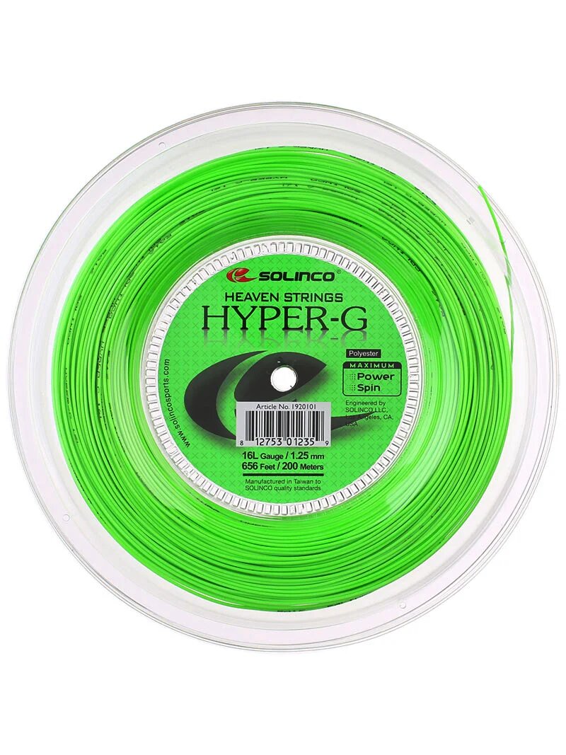 rollo solinco hyper-g 16l cordaje tenis verde control y efectos